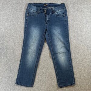 Angels Jeans Womens 12 Blue Denim Capri Pants Embroidered Pockets Y2K Cropped